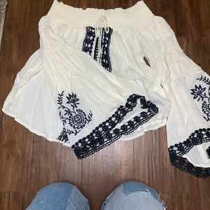 Off the shoulder embroidered top